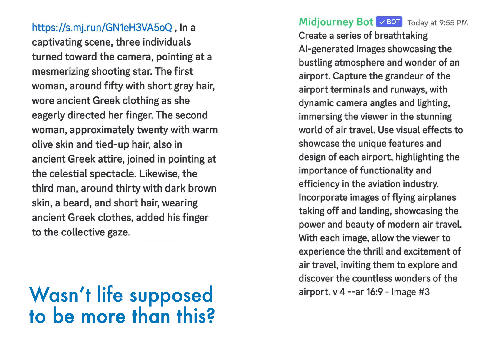 Screenshot of two confusing Midjourney promts