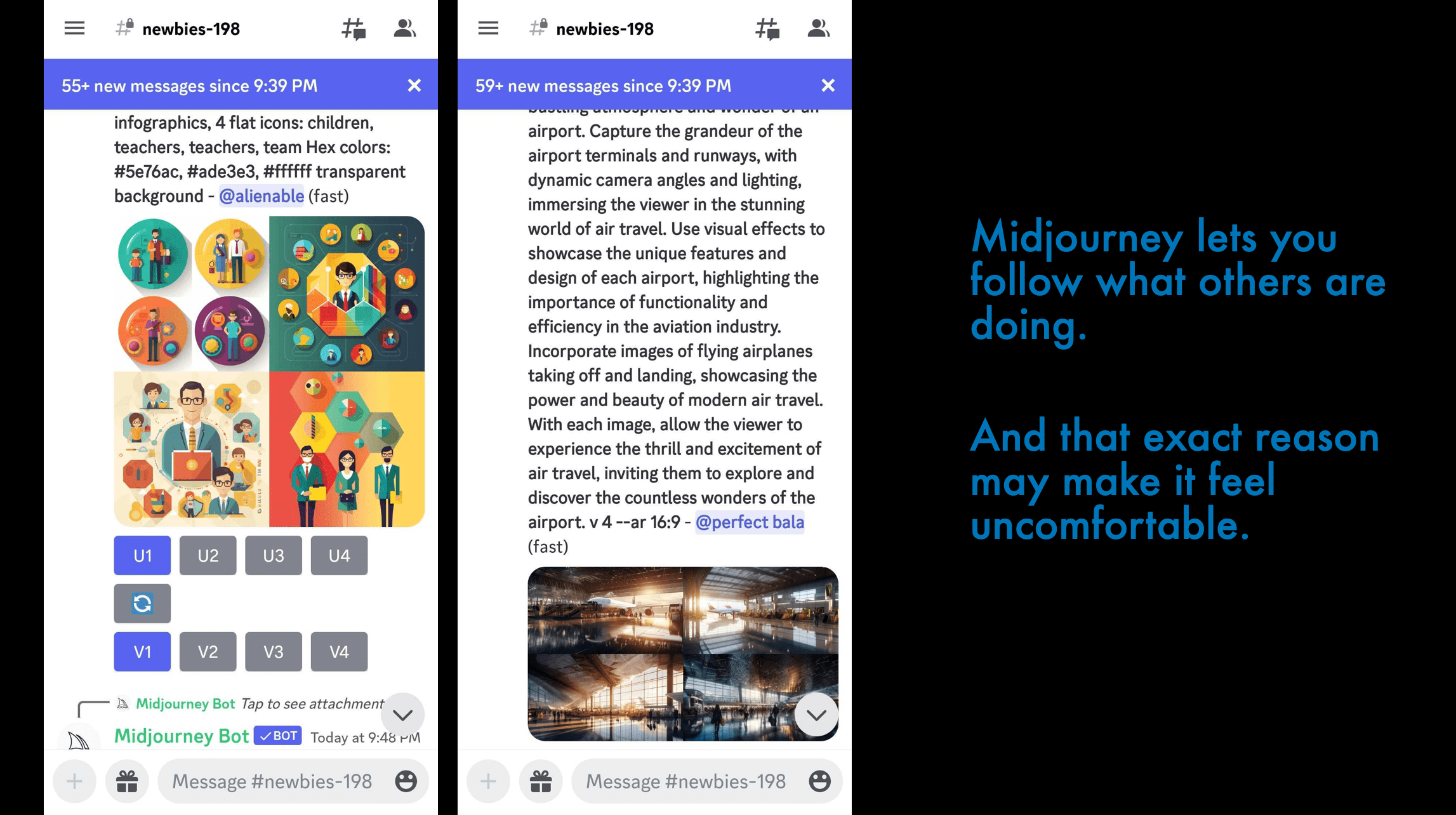 Screenshot of confusing Midjourney flow inside Discord